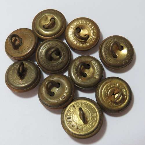 British military brass buttons - Lot of 10 - All from different makers