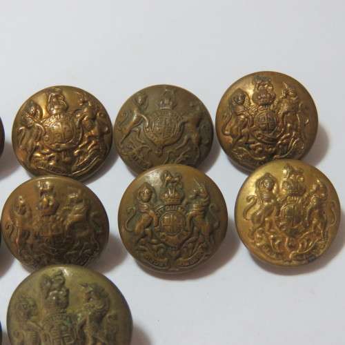 British military brass buttons - Lot of 10 - All from different makers