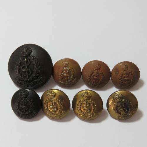 SA Medical Corps buttons WW2 and earlier large and small Bakelite - 3 Small brass - 3 Small brown