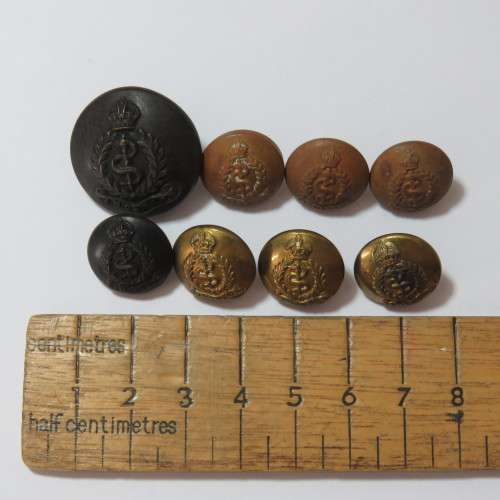 SA Medical Corps buttons WW2 and earlier large and small Bakelite - 3 Small brass - 3 Small brown