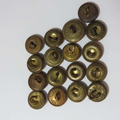 British Military Brass Buttons smaller size - Lot of 17 buttons - All from different makers