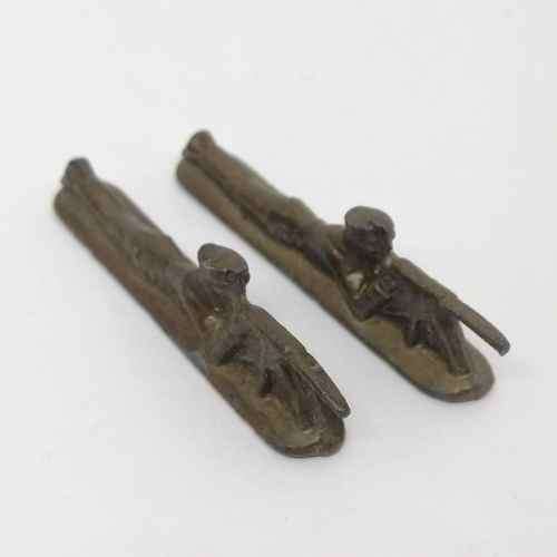 Pair of Vintage Machine gunner lead soldiers - 45mm