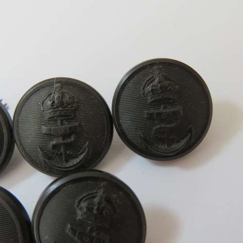 Navy Buttons with King`s Crown lot of 5 - Bakelite