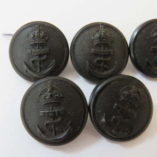 Navy Buttons with King`s Crown lot of 5 - Bakelite