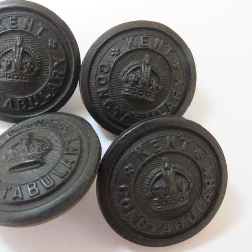 Kent Constabulary lot of 4 old Bakelite buttons with King`s Crown WW1 period