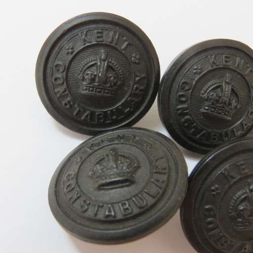 Kent Constabulary lot of 4 old Bakelite buttons with King`s Crown WW1 period