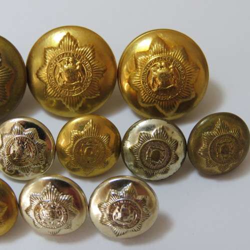 South African police lot of 11 buttons - 3 Medium brass - 3 Small brass - 5 Small white metal