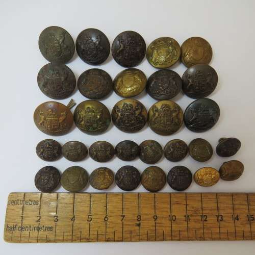 South African Defense Force military buttons - Lot of 15 large and 15 small buttons - Various makers