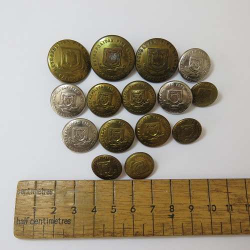 Cape Town Metropolitan Fire Brigade buttons lot of 15