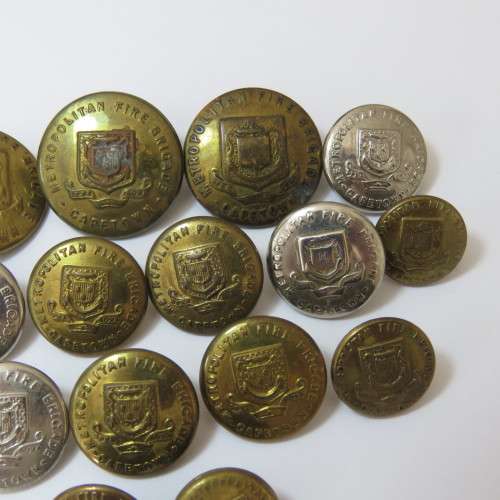 Cape Town Metropolitan Fire Brigade buttons lot of 15