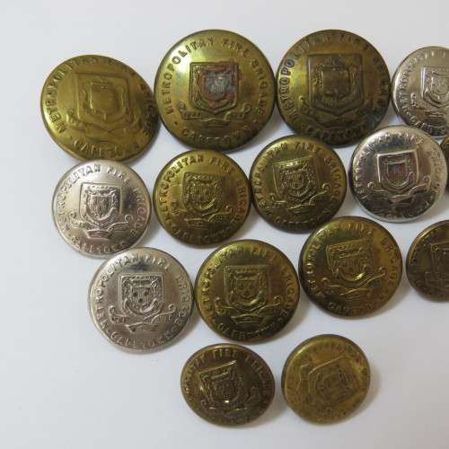 Cape Town Metropolitan Fire Brigade buttons lot of 15