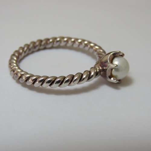 Sterling silver ring 925 with pearl - 3,5 g - Size 8/P/56