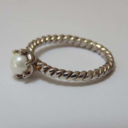 Sterling silver ring 925 with pearl - 3,5 g - Size 8/P/56