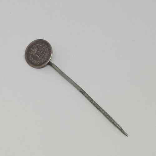 1835 British 1 1/2 pence silver stick pin