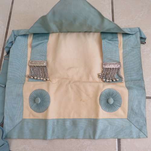 Vintage Masonic Apron - Blue and white - 33 x 40 cm