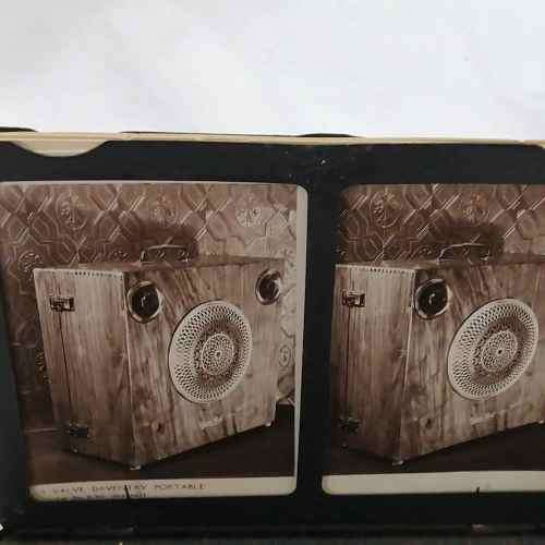 Antique metal case pocket stereo viewer with slides
