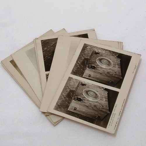 Antique metal case pocket stereo viewer with slides