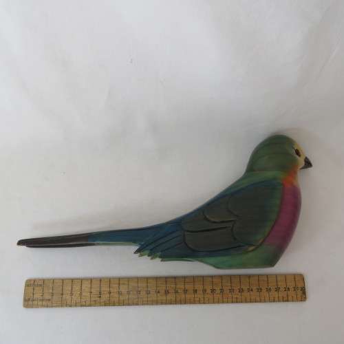 Pair of colorful wooden swallows