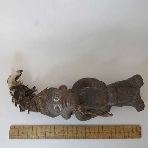 African Art vintage clay figure with excellent netting work