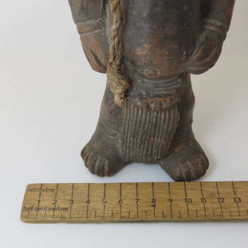 African Art vintage clay figure with excellent netting work