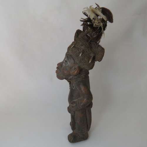 African Art vintage clay figure with excellent netting work
