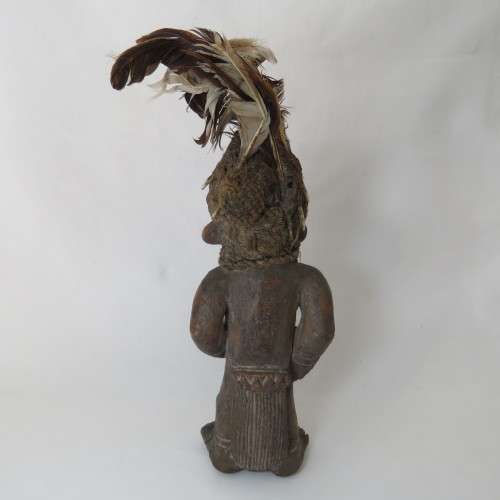African Art vintage clay figure with excellent netting work