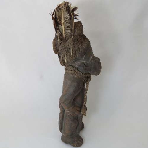 African Art vintage clay figure with excellent netting work