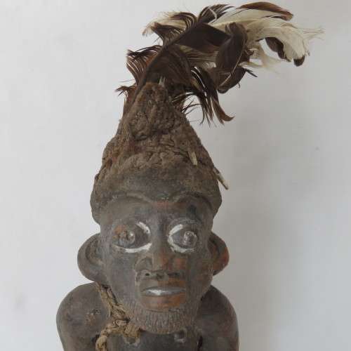 African Art vintage clay figure with excellent netting work