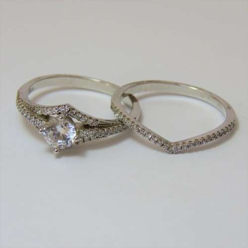 Sterling silver wedding set - 4,1 g - Size P/Q
