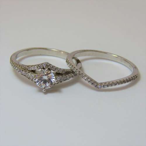 Sterling silver wedding set - 4,1 g - Size P/Q