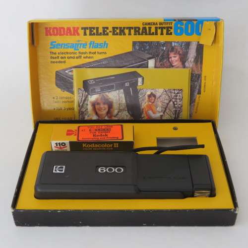 Kodak Tele-Ektralite camera with flash in original box with original film and booklet - Never used