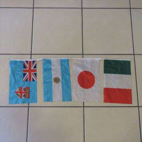 Rugby world cup promotional flag-strap - Italy, Japan, Uruguay and Fiji - Flag size 30 x 18 cm each