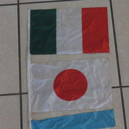 Rugby world cup promotional flag-strap - Italy, Japan, Uruguay and Fiji - Flag size 30 x 18 cm each