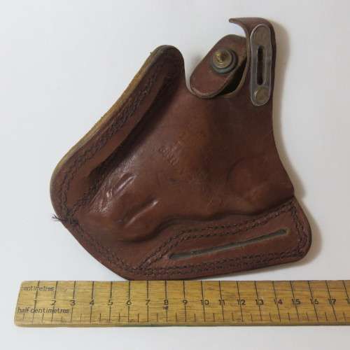 Leather holster for 38 special revolver with 2 inch barrel