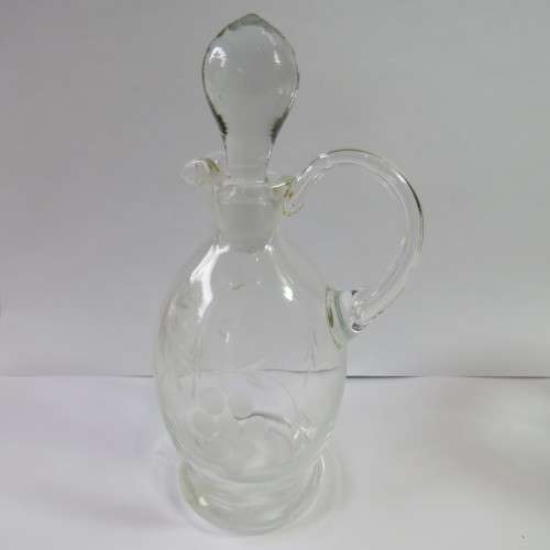 Vintage Grape pattern oilve oil / vinegar holder with glass stopper plus milk jug