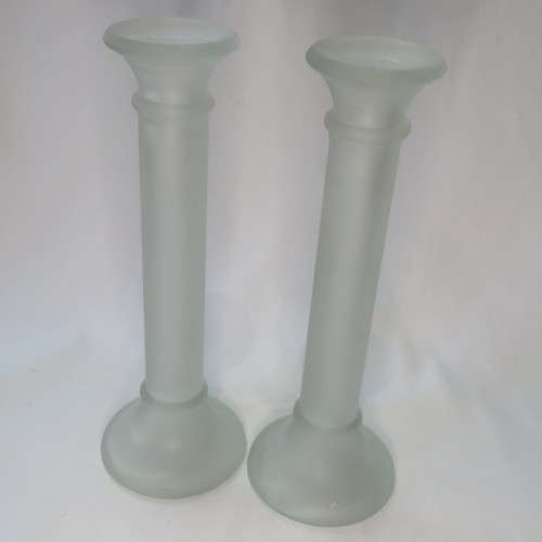 Pair of vintage glass candle holders