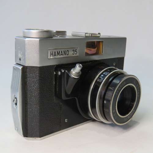 Hamano 35 Film camera with Tokinon 1:2.8 lens missing rewinder - In leather case