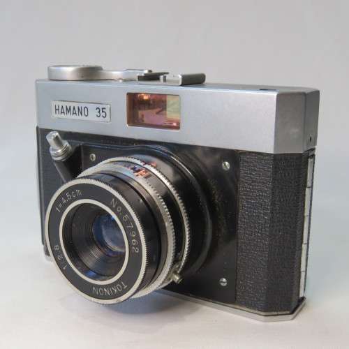 Hamano 35 Film camera with Tokinon 1:2.8 lens missing rewinder - In leather case