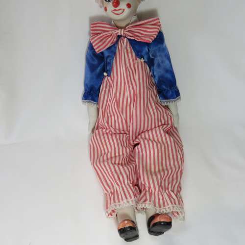 Vintage porcelain clown doll - 51 cm High - Foot repaired
