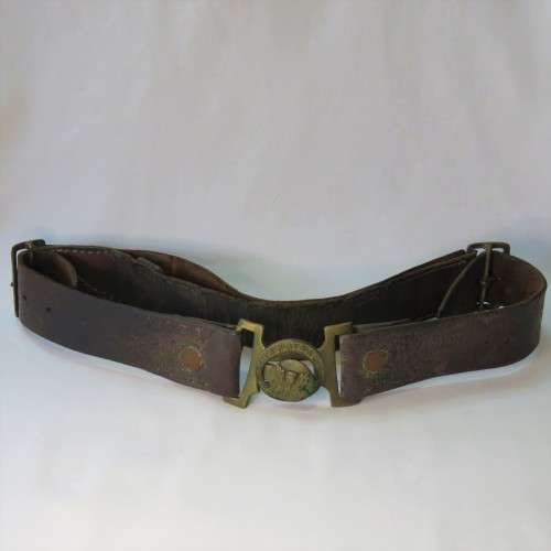 WW1 Transvaal Scottish leather belt and buckle - Length 92 cm