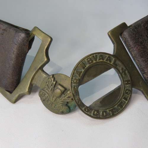 WW1 Transvaal Scottish leather belt and buckle - Length 92 cm