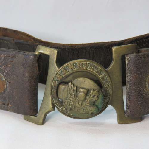WW1 Transvaal Scottish leather belt and buckle - Length 92 cm