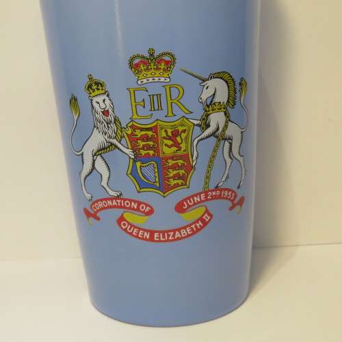 Coronation of Queen Elizabeth 2 - June 1953 - Blue glass with gold trimming