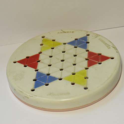Vintage Chinese Checkers + Solitaire board game in original box