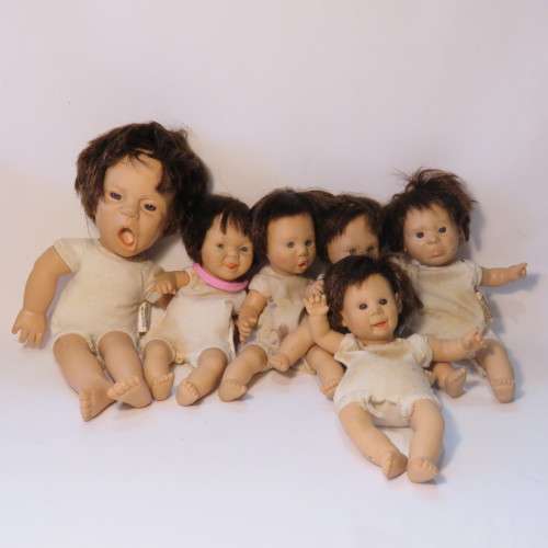 Vintage lot of 6 polyester dolls