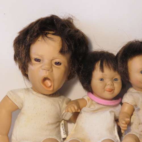 Vintage lot of 6 polyester dolls