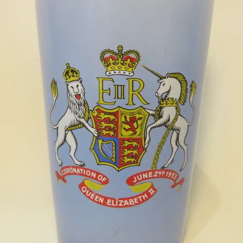 Coronation of QE 2 June 2nd 1953 - Opaque blue glass with gold trimming