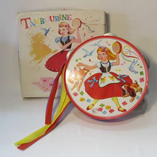 Vintage musical Tambourine in original box - Excellent condition