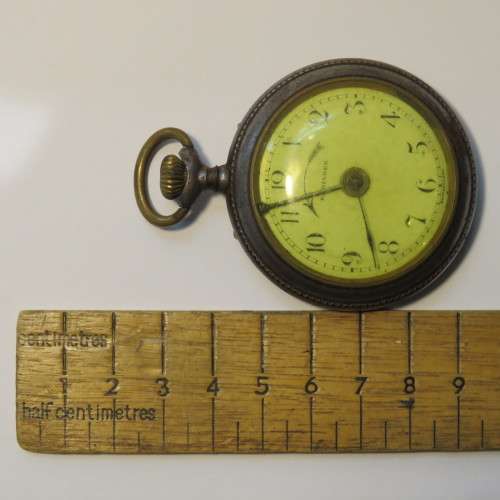 Reminder antique pocket watch in steel case - Rarely seen - Sold as not working