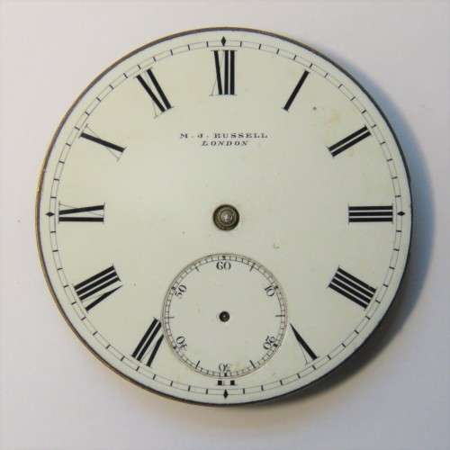 MJ Russell London pocket watch movement - No hour, minute or second hands
